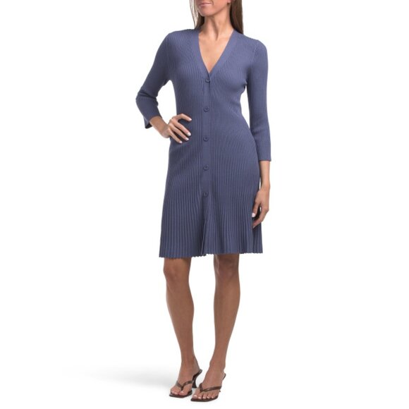 CYRUS MARLIN Button Front Mini Swing Sweater Dress - Picture 1 of 2